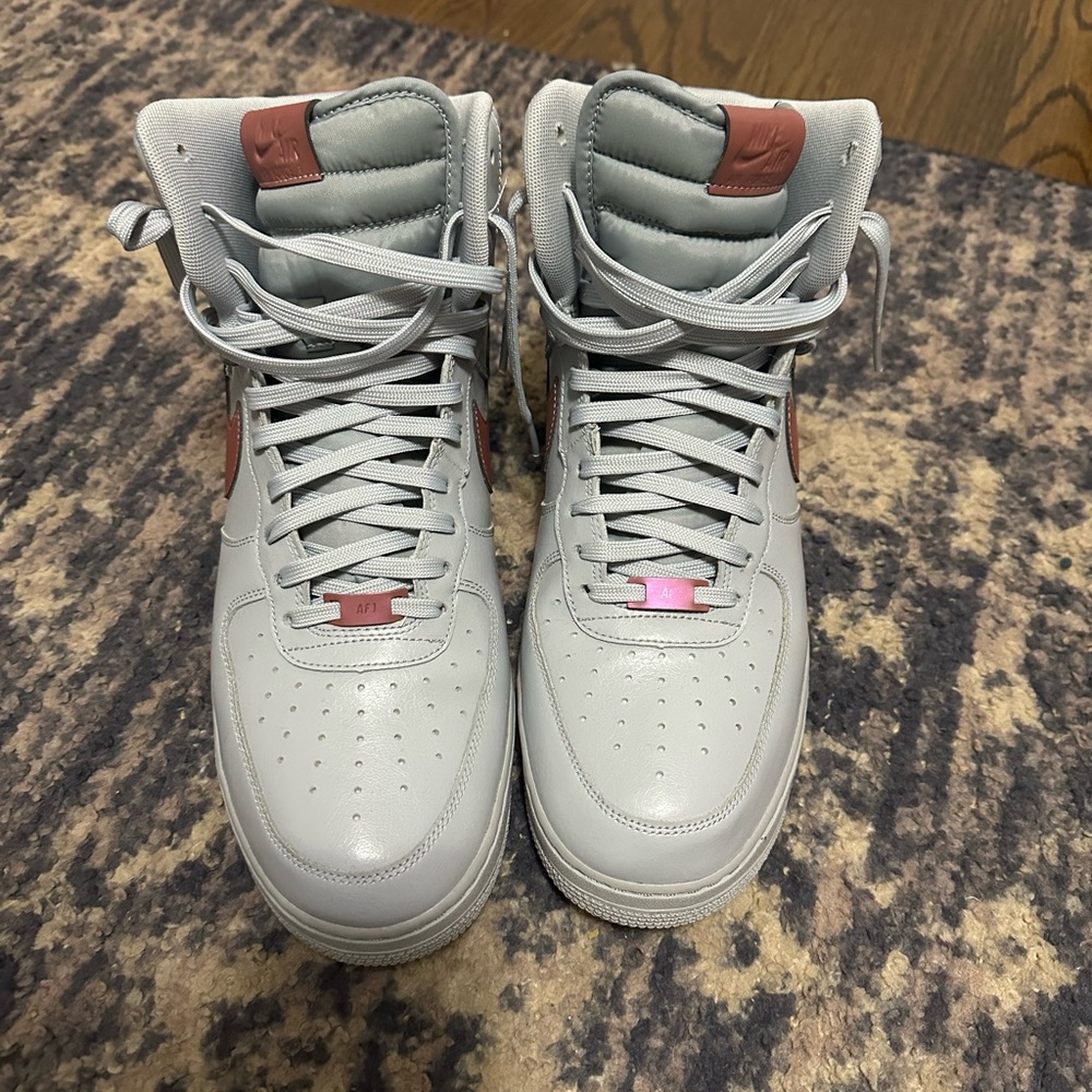 Nike Light Gray and Red High-Tops
